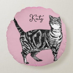Katten Tabby Pastel Katten Meisjes Roze Roze Huisd Rond Kussen