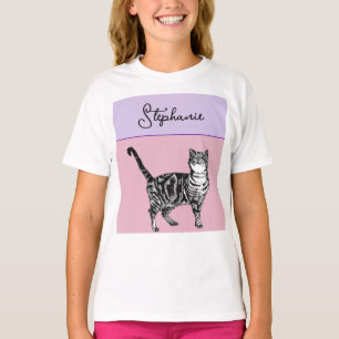 Katten Tabby Pastel Katten Meisjes Roze Roze Huisd T-shirt
