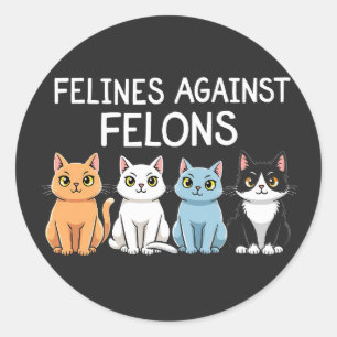 Katten tegen misdadigers Trump Harris Verkiezing K Ronde Sticker