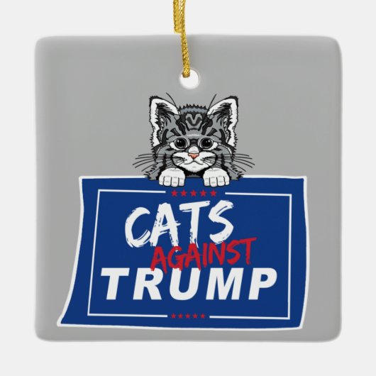 KATTEN TEGEN TRUMP KERAMISCH ORNAMENT (Voorkant)