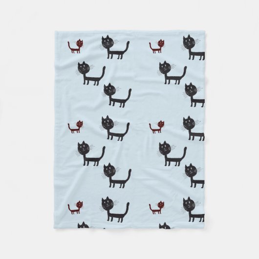 Katten Tekendekens Fleece Deken (Voorkant)