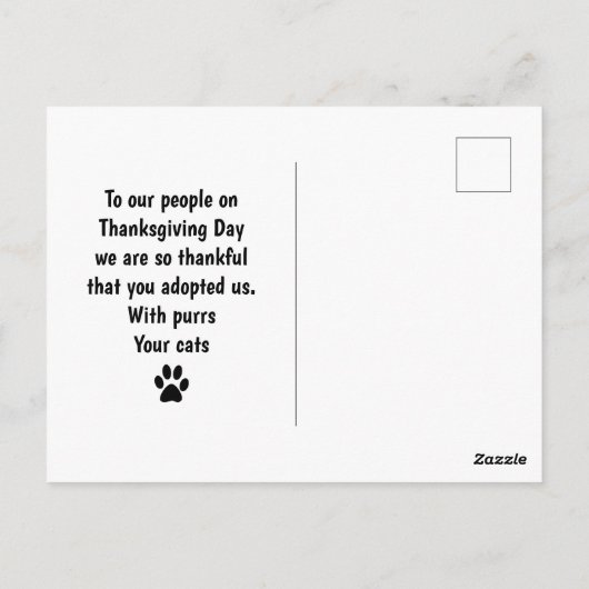 Katten Thanksgiving Pompoenen / Van Kattencollage Briefkaart (Achterkant)