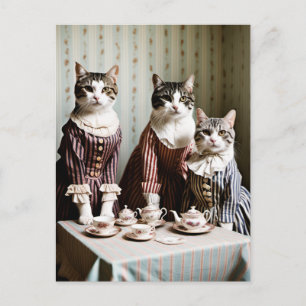 Katten Thee Feestje Briefkaart