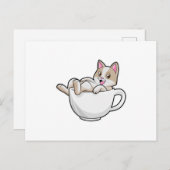 Katten theekop briefkaart (Voorkant / Achterkant)