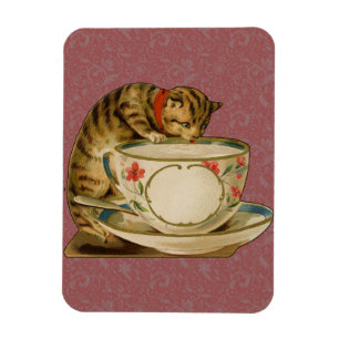 Katten Theekopje Schattig Vintage Victoriaans Huis Magneet