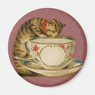 Katten Theekopje Schattig Vintage Victoriaans Huis Magneet