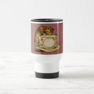 Katten Theekopje Schattig Vintage Victoriaans Huis Reisbeker
