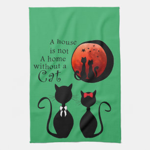 Katten thuis theedoek