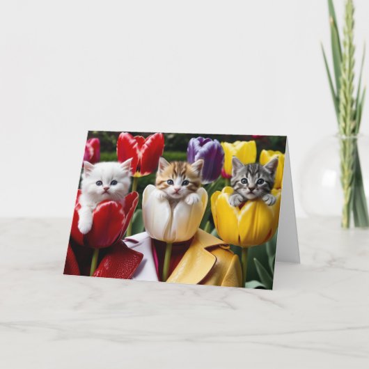 Katten tulpen kaart (Voorkant)