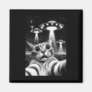 Katten Ufo Grappige Invasie Meme Retro Alien Katte Magneet