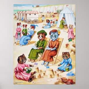 Katten van Holiday Time, Louis Wain Poster