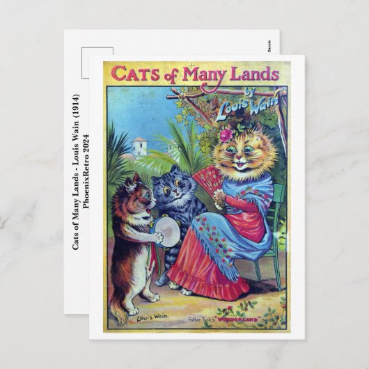 Katten van vele landen - Louis Wain Feestdagenkaart (Voorkant / Achterkant)