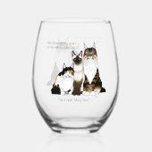 Katten veel poten grappig blauw wijnglas zonder voet (Achterkant)