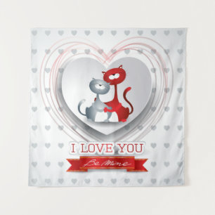 Katten verliefd met Hart Wandkleed