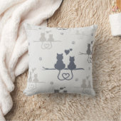 Katten verliefd modern silhouetpatroon van dieren kussen (Deken)