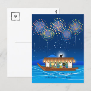 Katten Verrukking in vuurwerk Aan boord van een wo Briefkaart