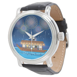 Katten Verrukking in vuurwerk Aan boord van een wo Horloge