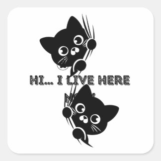 katten vierkante sticker