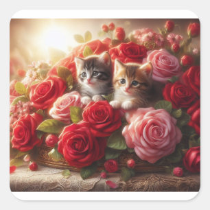 katten vierkante sticker