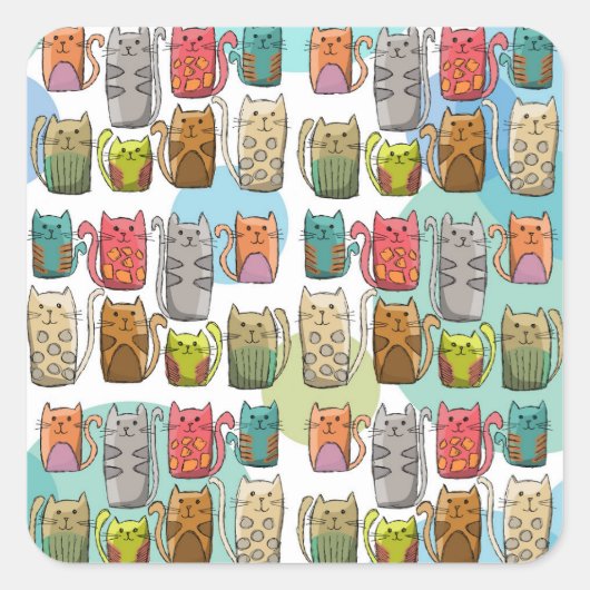Katten! Vierkante Sticker (Voorkant)