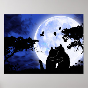 katten volle maan poster
