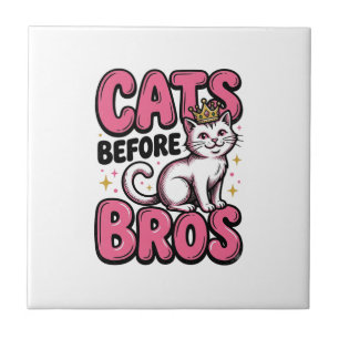 Katten Voor Bros Vintage Kat Kroon Shirt Ontwerp_1 Tegeltje