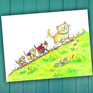 Katten voor de eerste schooldag briefkaart