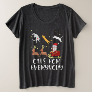 Katten voor iedereen kerstkat Funny Xmas vrouwen Grote Maat T-shirt