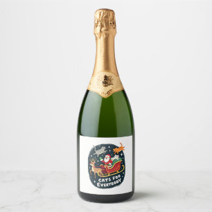 Katten voor iedereen kerstkat Funny Xmas vrouwen Sparkling Wijnetiket