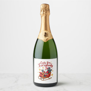 Katten voor iedereen kerstmis met een lomp sparkling wijnetiket