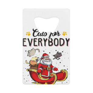Katten voor iedereen met kerstcadeautjes kredietkaart flessenopener