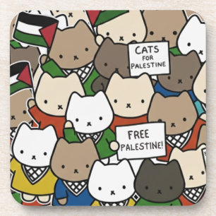 Katten voor Palestina – Kawaii Katten voor Gerecht Bier Onderzetter