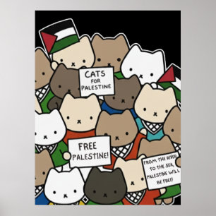 Katten voor Palestina – Kawaii Katten voor Rechtva Poster