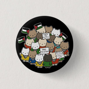 Katten voor Palestina – Kawaii Katten voor Rechtva Ronde Button 3,2 Cm