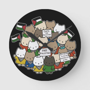 Katten voor Palestina – Kawaii Katten voor Rechtva Ronde Klok