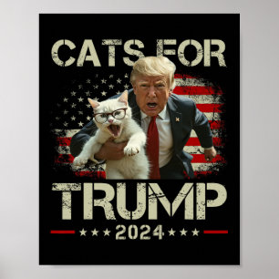 Katten voor Trump 2024 Grappig Stem op Trump - Kat Poster