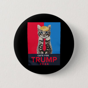 Katten voor Trump 2024 Grappige T-shirt voor Vance Ronde Button 5,7 Cm