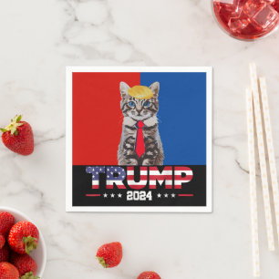 Katten voor Trump 2024   Vance Trump rood blauw Servet