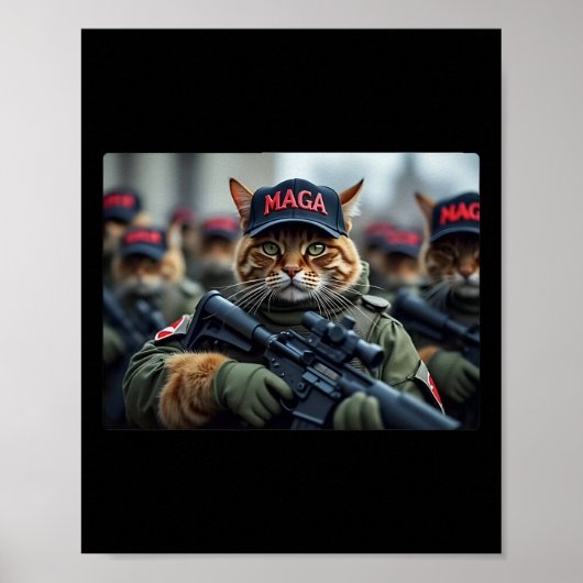 Katten voor Trump Mega Army Amerikaanse vlag Patri Poster (Voorkant)