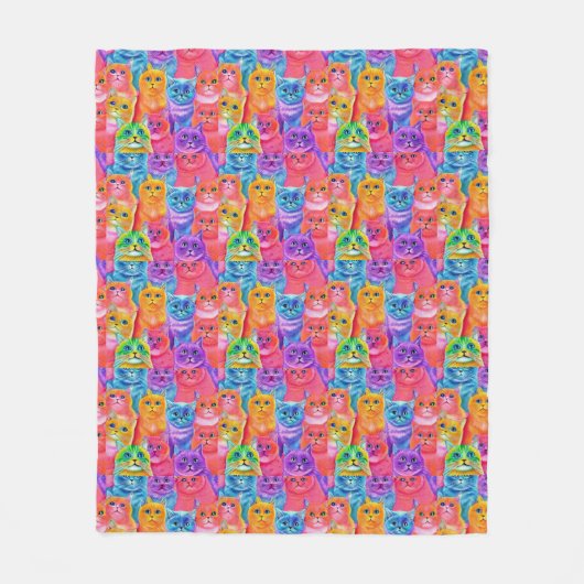Katten Vrienden Kleurrijke Plezier Fleece Deken (Voorkant)