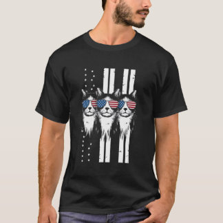 Katten VS Vlag Vuurwerk 4 juli Meowica Amerika T-shirt