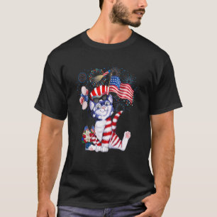 Katten Vuurwerk 4 Juli Amerikaanse Vlag Patriottis T-shirt