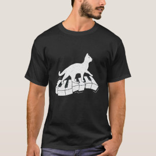Katten Wandelen Op Piano Kat Spelen Piano Grappige T-shirt