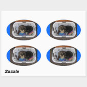 Katten wasmand ovale sticker (Vel)