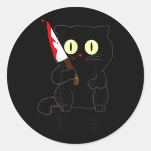Katten Wat Grappige Angstaanjagende Zwarte Kat Hal Ronde Sticker