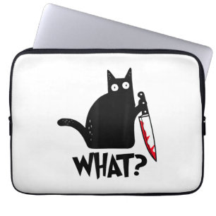 Katten Wat_ Grappige Zwarte Kat Laptop Sleeve