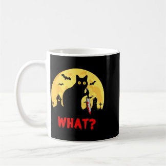 Katten Wat_ Halloween Zwarte Kat Met Mes - Grappig Koffiemok
