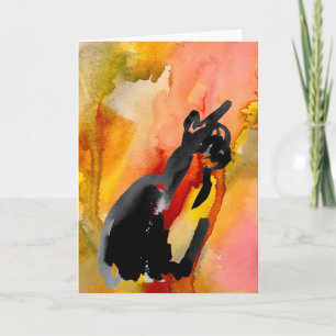 Katten Watercolor Ink Tekening Vouw Wenskaart Kaart