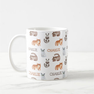 Katten Waterverf Kitten met Naam Neutraal Design Koffiemok