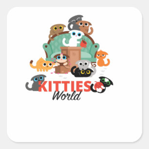Katten Wereld Vierkante Sticker